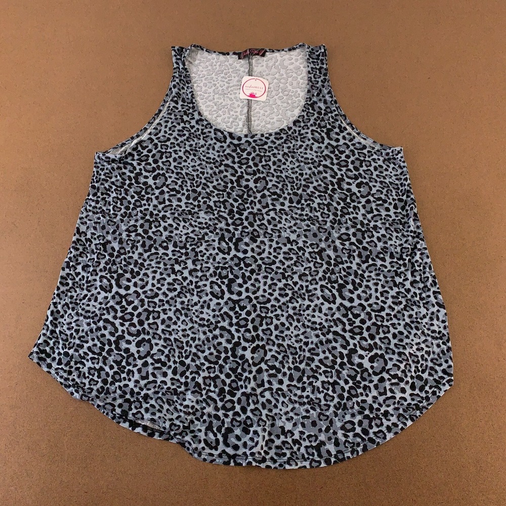 Shiela Rose Women's Size 2X Gray Leopard Print Scoop Neck Pullover Tank Top NWT